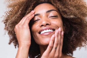Beautiful woman showing off her natural, healthy skin