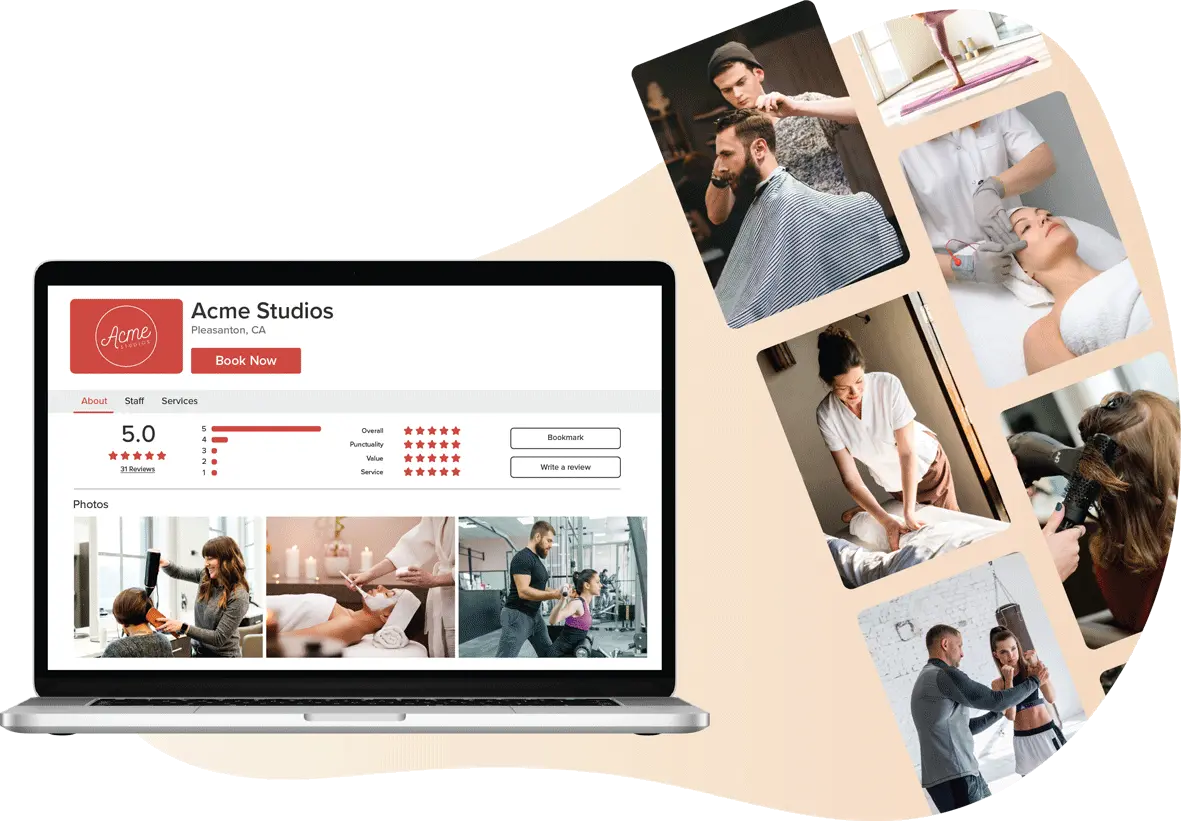 An image that shows the business photo gallery feature in Vagaro's salon, spa and fitness software.